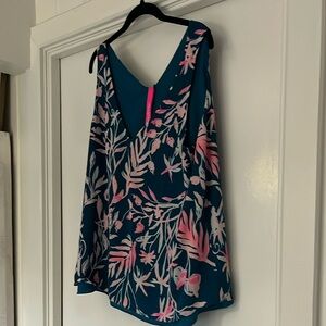 Lilly Pulitzer Teal and Pink Floral Tank Top new size xl